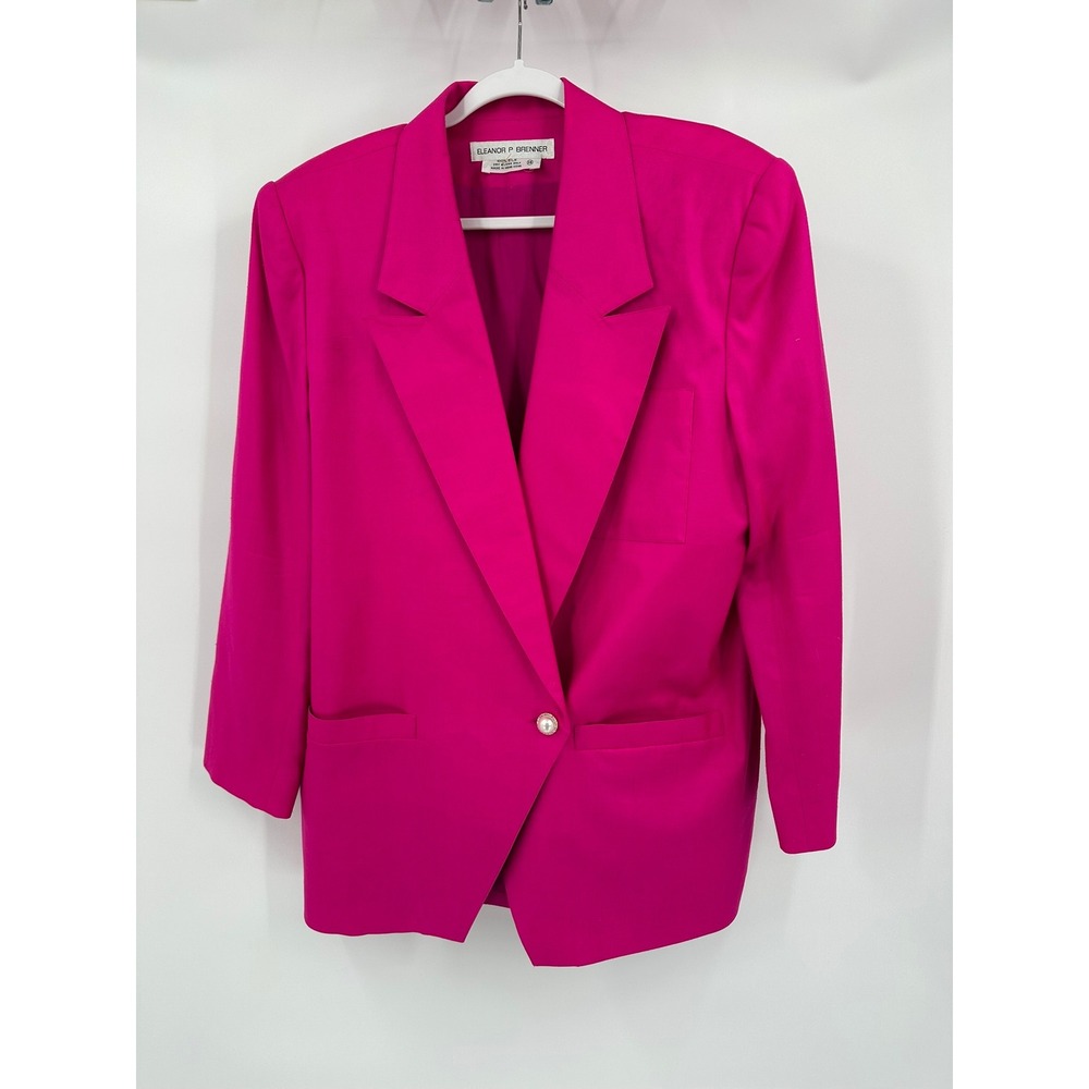 Eleanor P Brenner Womens Power Dressing‎ Silk Blazer Size 14 Vintage Pink Bold